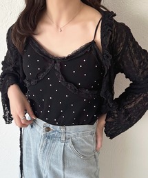 キャミソール（ブラック/黒色系・花柄・ボタニカル柄）ファッション