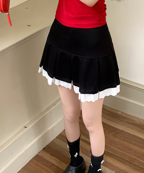 VIVID LADY(ビビッドレディー)の「プリーツ レース ミニスカート(スカート・レディース・ブラック/グレー・LARGE/MEDIUM/SMALL)」の7枚目の写真