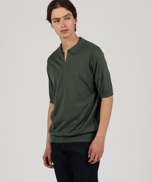 JOHN SMEDLEY(ジョンスメドレー)の「JOHN SMEDLEY DONNELLY コットン スキッパーニット(ニット/セーター・メンズ・ブラック/グリーン・L/M)」の3枚目の写真