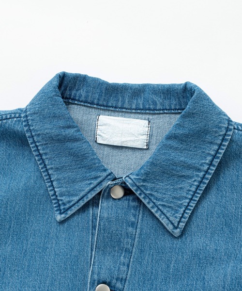 LA MARINE FRANCAISE（マリン フランセーズ）の「ライトデニムシャツジャケット（シャツ/ブラウス・レディース・ネイビー/サックスブルー・FREE）」の3枚目の写真