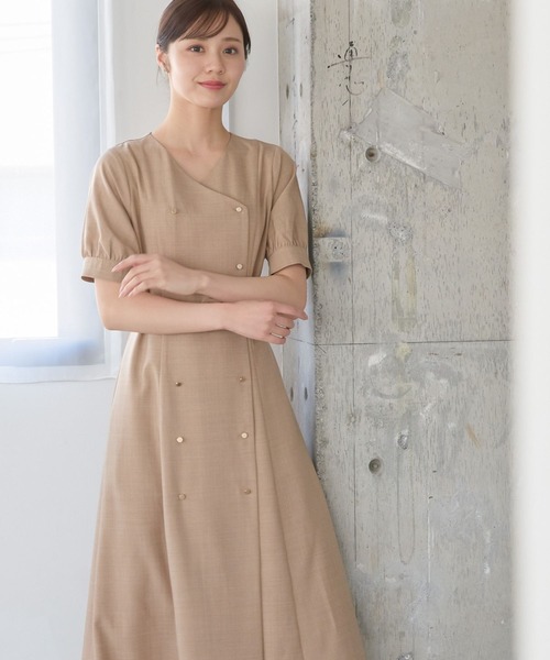 Andemiu（アンデミュウ）の「トレンチフウVネックワンピース451378（ワンピース・レディース・ベージュ/グレー/ネイビー・FREE）」の3枚目の写真