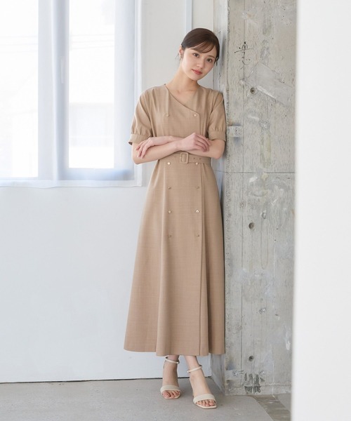 Andemiu（アンデミュウ）の「トレンチフウVネックワンピース451378（ワンピース・レディース・ベージュ/グレー/ネイビー・FREE）」の4枚目の写真