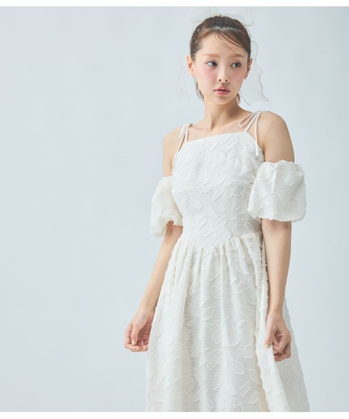 MSGM ジャガード　ボリューム　ワンピース フラワージャガードボリュームスリーブワンピース[品番
