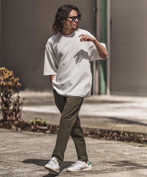 CAMBIO(カンビオ)の「mt9659-Gimmick Design Waffle Cut sew Tシャツ(Tシャツ/カットソー・メンズ・ホワイト/ブラック・S/M/L)」の9枚目の写真