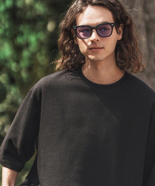 CAMBIO(カンビオ)の「mt9659-Gimmick Design Waffle Cut sew Tシャツ(Tシャツ/カットソー・メンズ・ホワイト/ブラック・S/M/L)」の10枚目の写真