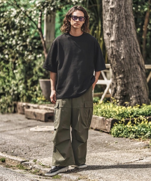 CAMBIO(カンビオ)の「mt9659-Gimmick Design Waffle Cut sew Tシャツ(Tシャツ/カットソー・メンズ・ホワイト/ブラック・S/M/L)」の14枚目の写真