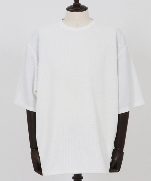 CAMBIO(カンビオ)の「mt9659-Gimmick Design Waffle Cut sew Tシャツ(Tシャツ/カットソー・メンズ・ホワイト/ブラック・S/M/L)」の17枚目の写真