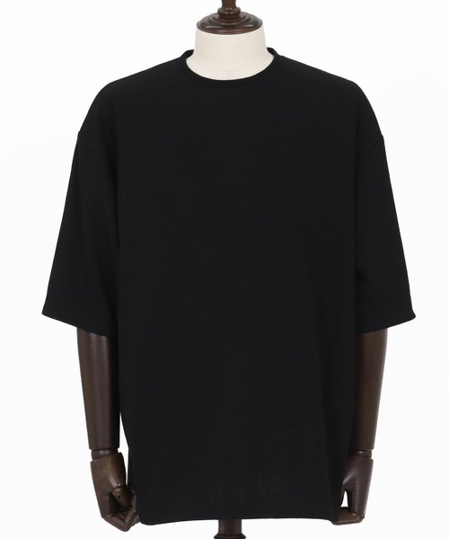 CAMBIO(カンビオ)の「mt9659-Gimmick Design Waffle Cut sew Tシャツ(Tシャツ/カットソー・メンズ・ホワイト/ブラック・S/M/L)」の19枚目の写真