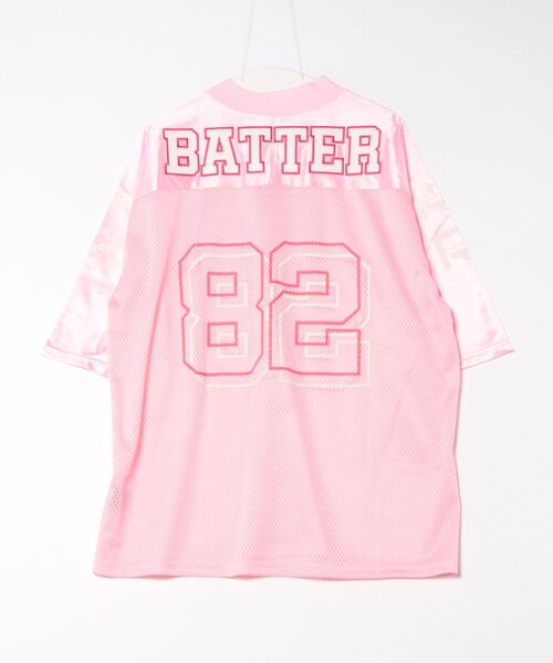 a.p.o.v.（エーピーオービー）の「a.p.o.v. レイヤーナンバリング＆フェルトロゴワッペンメッシュフットボールシャツ（Tシャツ/カットソー・メンズ・ブラック/ブルー/ピンク/グリーン/ホワイト・ONESIZE）」の6枚目の写真