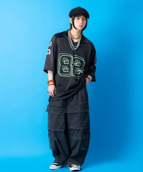 a.p.o.v.（エーピーオービー）の「a.p.o.v. レイヤーナンバリング＆フェルトロゴワッペンメッシュフットボールシャツ（Tシャツ/カットソー・メンズ・ブラック/ブルー/ピンク/グリーン/ホワイト・ONESIZE）」の21枚目の写真