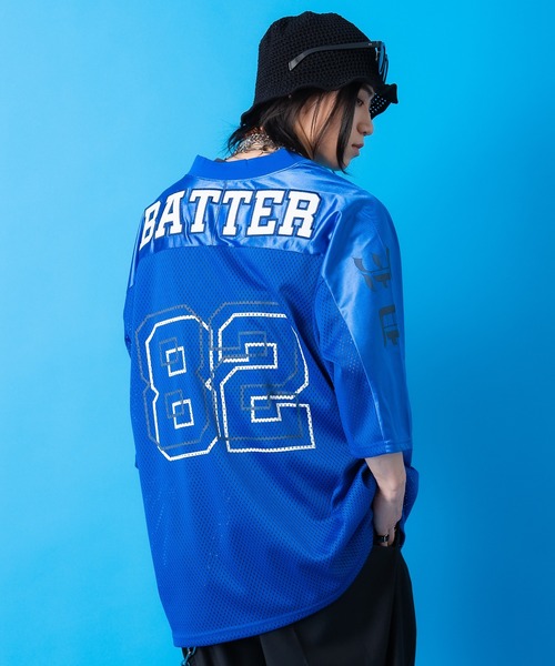 a.p.o.v.（エーピーオービー）の「a.p.o.v. レイヤーナンバリング＆フェルトロゴワッペンメッシュフットボールシャツ（Tシャツ/カットソー・メンズ・ブラック/ブルー/ピンク/グリーン/ホワイト・ONESIZE）」の14枚目の写真