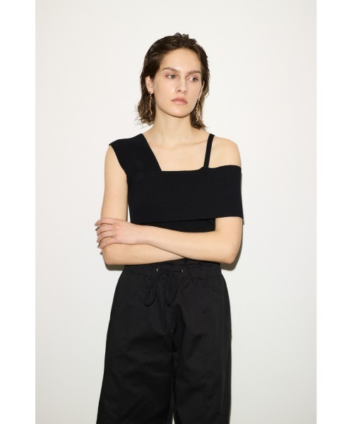 THROW by SLY（スローバイスライ）の「THROW ASYMMETRY RIB TOPS アシンメトリー リブ トップス（ベスト・レディース・ブラック/ブラウン・FREE）」の5枚目の写真
