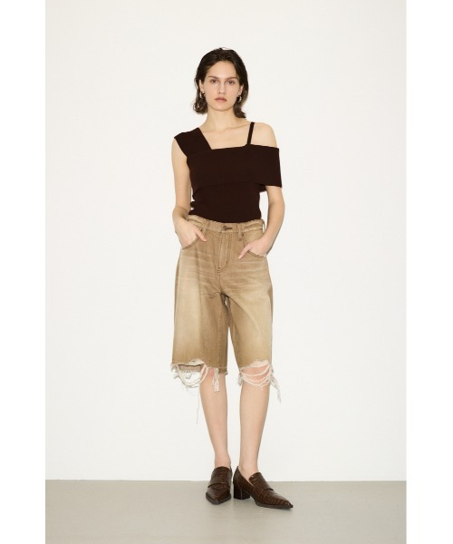 セール】THROW ASYMMETRY RIB TOPS アシンメトリー リブ