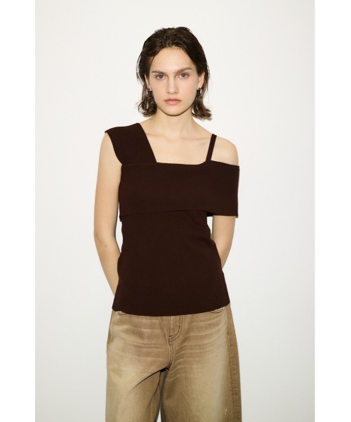 ベスト ジレ THROW ASYMMETRY RIB TOPS アシンメトリー リブ トップス レディース THROW by SLY ベスト ジレ ASYMMETRY RIB TOPS アシンメトリー