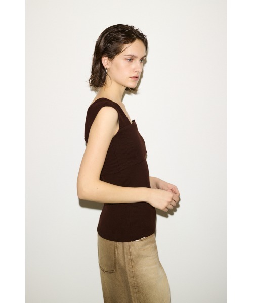 ベスト ジレ THROW ASYMMETRY RIB TOPS アシンメトリー リブ トップス レディース セール】THROW ASYMMETRY RIB TOPS アシンメトリー リブ