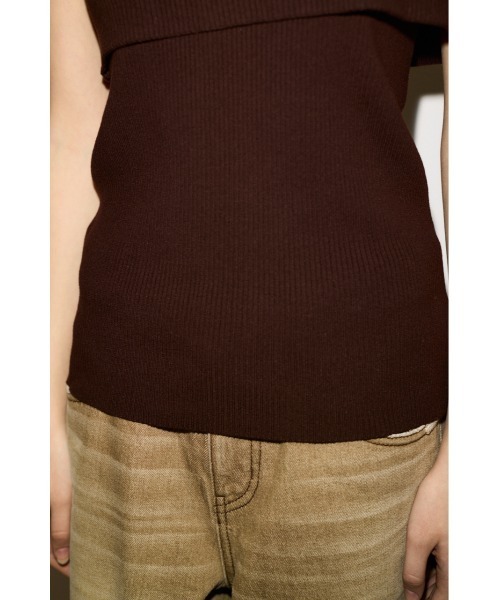 THROW by SLY（スローバイスライ）の「THROW ASYMMETRY RIB TOPS アシンメトリー リブ トップス（ベスト・レディース・ブラック/ブラウン・FREE）」の16枚目の写真