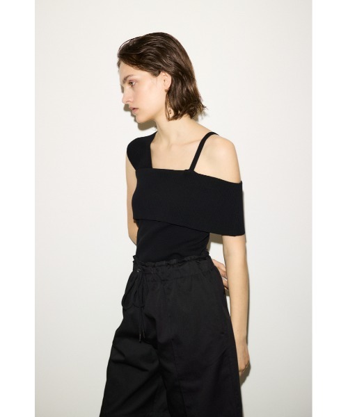 THROW by SLY（スローバイスライ）の「THROW ASYMMETRY RIB TOPS アシンメトリー リブ トップス（ベスト・レディース・ブラック/ブラウン・FREE）」の7枚目の写真