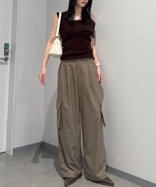 セール】THROW ASYMMETRY RIB TOPS アシンメトリー リブ