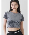 MURUA（ムルーア）の「クロップドシアーベロアTシャツ（Tシャツ/カットソー・FREE）」