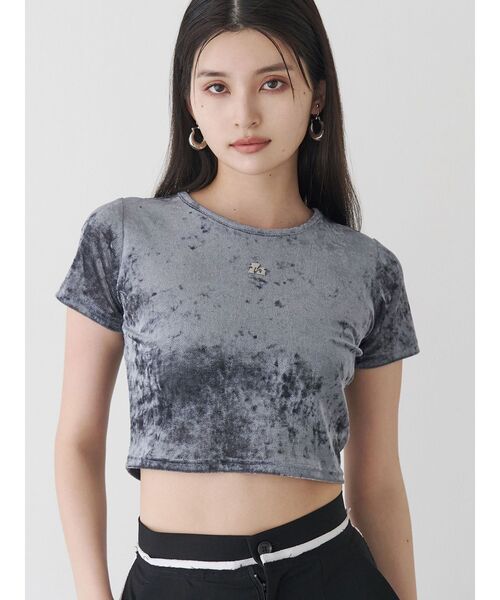 セール】クロップドシアーベロアTシャツ（Tシャツ/カットソー）｜MURUA