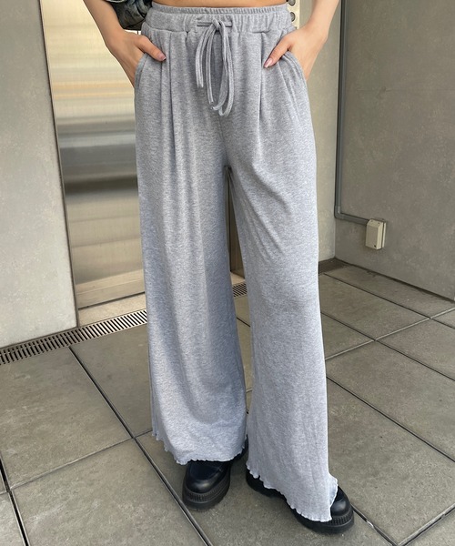 ROGER AND RAW（ロジャーアンドロウ）の「[セットアップ] ギャザークロップドトップス＆フレアパンツ セット（パンツドレス・レディース・グレー/ブラック・FREE）」の14枚目の写真