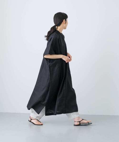 かぐれ（カグレ）の「リネンスクエアワンピース（ワンピース・レディース・イエロー/オフホワイト/ブラック・FREE）」の3枚目の写真