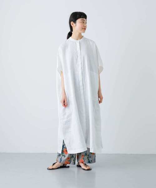 かぐれ（カグレ）の「リネンスクエアワンピース（ワンピース・レディース・イエロー/オフホワイト/ブラック・FREE）」の4枚目の写真