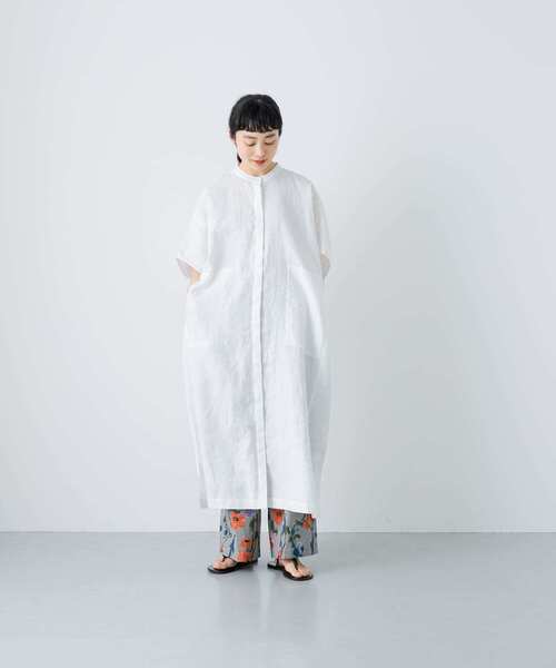 かぐれ（カグレ）の「リネンスクエアワンピース（ワンピース・レディース・イエロー/オフホワイト/ブラック・FREE）」の5枚目の写真