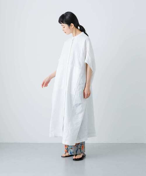 かぐれ（カグレ）の「リネンスクエアワンピース（ワンピース・レディース・イエロー/オフホワイト/ブラック・FREE）」の7枚目の写真