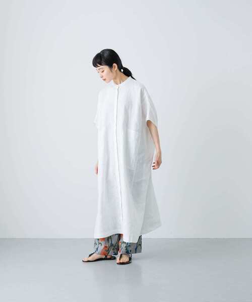 かぐれ（カグレ）の「リネンスクエアワンピース（ワンピース・レディース・イエロー/オフホワイト/ブラック・FREE）」の9枚目の写真