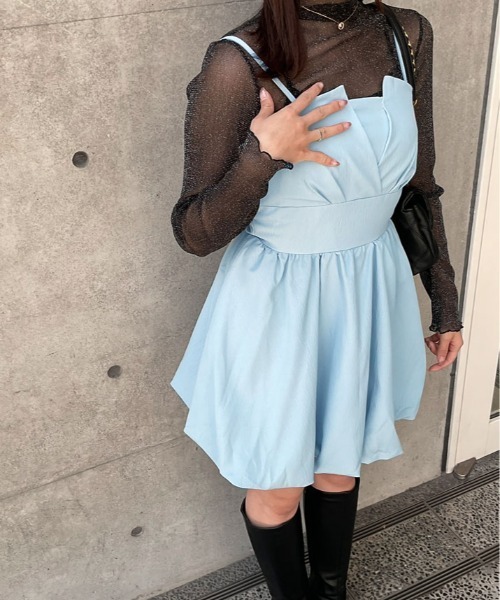 希少 美品 バーバリーブルーレーベル バルーンキャミワンピース
