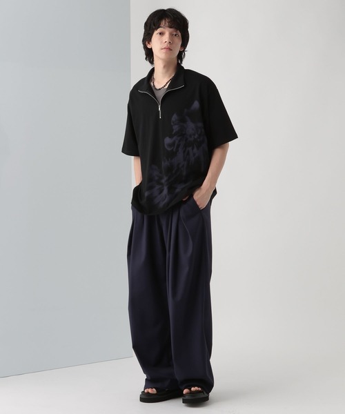 セール】ハーフZIPモチーフプリントカット(HARE)（Tシャツ