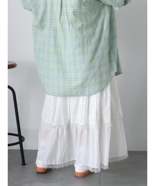 ehka sopo（エヘカソポ）の「レースティアードスカート（スカート・レディース・オフホワイト/ブラック/サックスブルー・F）」の7枚目の写真