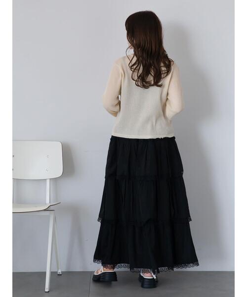 ehka sopo（エヘカソポ）の「レースティアードスカート（スカート・レディース・オフホワイト/ブラック/サックスブルー・F）」の18枚目の写真