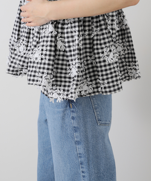 セール】crinkle crinkle crinkle 3D embroidery ギンガム