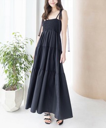 clear | 【低身長サイズ有】レースリボンキャミロングワンピ[着心地抜群 レイヤード 大人 フェミニン](ワンピース)