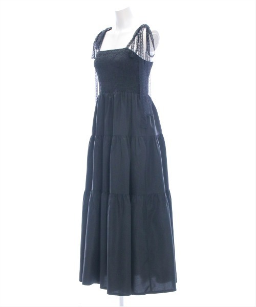 clear（クリア）の「【低身長サイズ有】レースリボンキャミロングワンピ[着心地抜群 レイヤード 大人 フェミニン]（ワンピース・レディース・オフホワイト/ブラック・F/XS）」の10枚目の写真