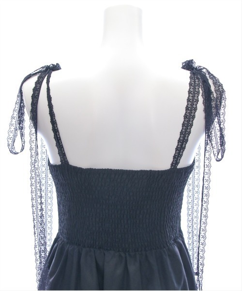 clear（クリア）の「【低身長サイズ有】レースリボンキャミロングワンピ[着心地抜群 レイヤード 大人 フェミニン]（ワンピース・レディース・オフホワイト/ブラック・F/XS）」の6枚目の写真