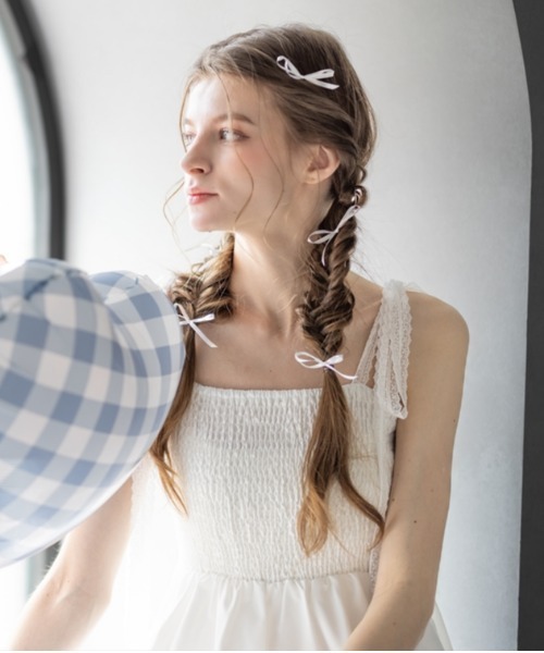 clear（クリア）の「【低身長サイズ有】レースリボンキャミロングワンピ[着心地抜群 レイヤード 大人 フェミニン]（ワンピース・レディース・オフホワイト/ブラック・F/XS）」の18枚目の写真