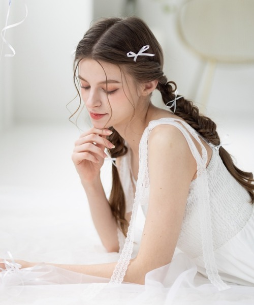 clear（クリア）の「【低身長サイズ有】レースリボンキャミロングワンピ[着心地抜群 レイヤード 大人 フェミニン]（ワンピース・レディース・オフホワイト/ブラック・F/XS）」の20枚目の写真