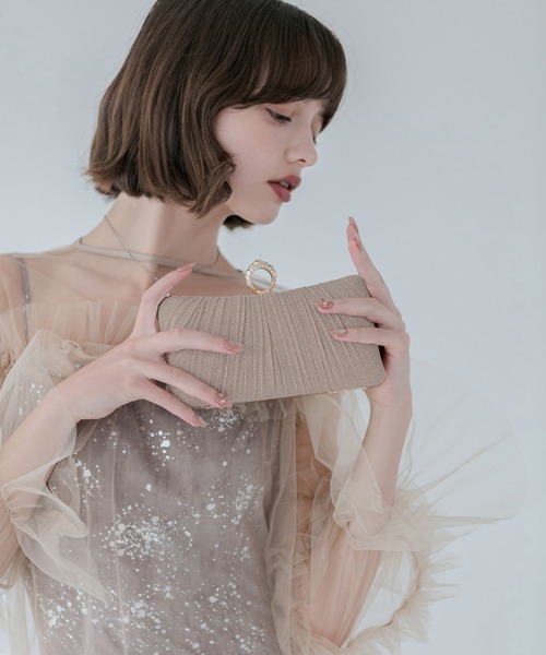 LEJA レジャ　ビジューベルベットバッグ　結婚式等に！ Leja（レジャ） ハンドバッグ 「LEJA」サテンローズバッグ結婚式