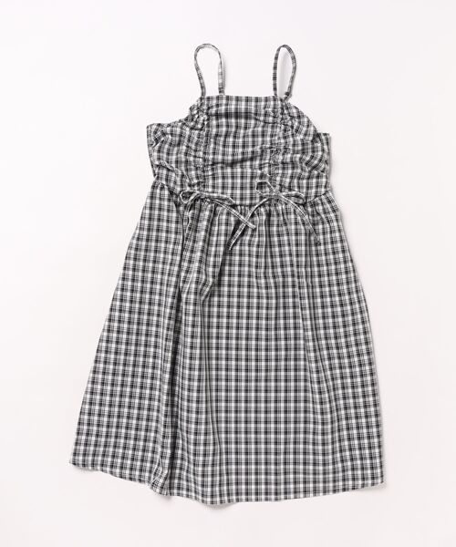 trois lapins kp（トロワラパンケーピー）の「trois lapins (トロワラパン) ダブルギャザー キャミワンピ（ワンピース・キッズ・サックスブルー/ブラック・150cm/160cm/140cm）」の2枚目の写真