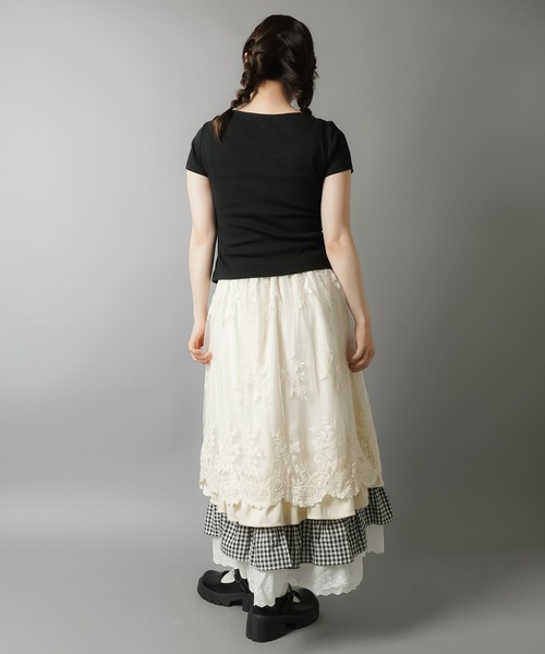 SPINNS(スピンズ)の「レイヤード風半袖カットソー/レースアップ/フェアリーグランジ/NEO森ガール(Tシャツ/カットソー・レディース・ブラック/ホワイト/ベージュ・ONESIZE)」の21枚目の写真