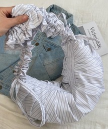 stripe gather shoulder bag