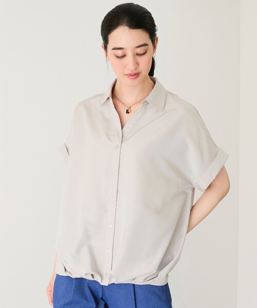 Jayro(ジャイロ)の「合繊タケノコタック入りブラウス(シャツ/ブラウス・レディース・ブラック/サックスブルー/ホワイト/ライトグリーン/グレー系その他・M)」の17枚目の写真