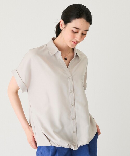 Jayro(ジャイロ)の「合繊タケノコタック入りブラウス(シャツ/ブラウス・レディース・ブラック/サックスブルー/ホワイト/ライトグリーン/グレー系その他・M)」の18枚目の写真