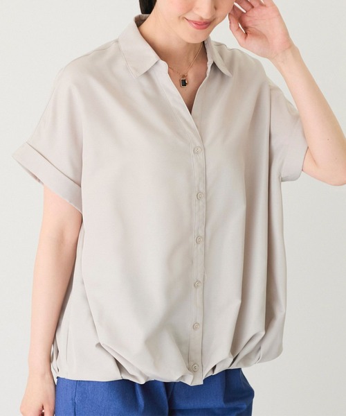 Jayro(ジャイロ)の「合繊タケノコタック入りブラウス(シャツ/ブラウス・レディース・ブラック/サックスブルー/ホワイト/ライトグリーン/グレー系その他・M)」の4枚目の写真