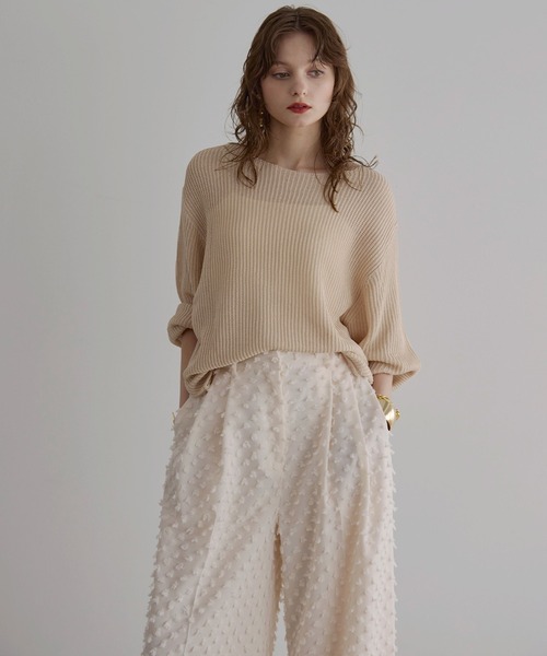 MIELI INVARIANT（ミエリインヴァリアント）の「Cubic Dobby Tuck Pants（その他パンツ・レディース・アイボリー・FREE）」の9枚目の写真