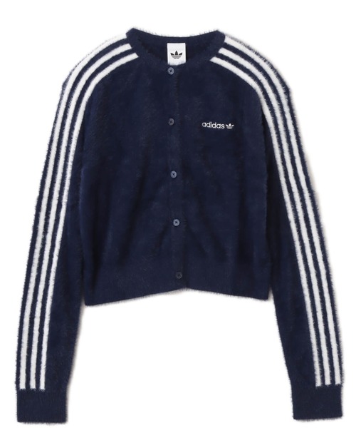 adidas ネイビー ボタン付きカーディガン S adidas（アディダス）の「adidas FLUFFY CARDIGAN / アディダス