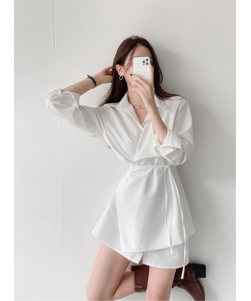 SALTMINT（ソルトミント）の「《韓国モードな抜け感》ラップシャツワンピース（シャツ/ブラウス・レディース・ホワイト・FREE）」の14枚目の写真